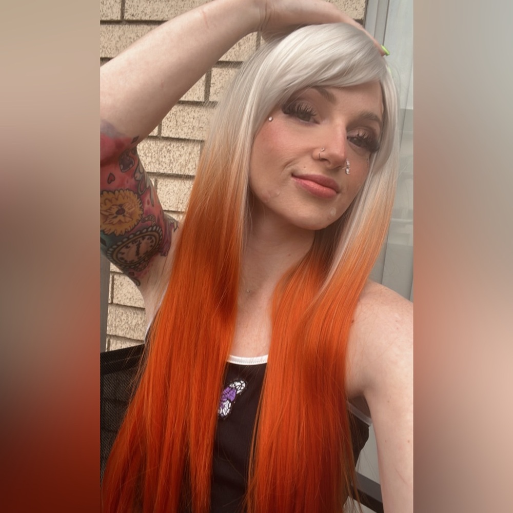 Blonde ombre orange wig